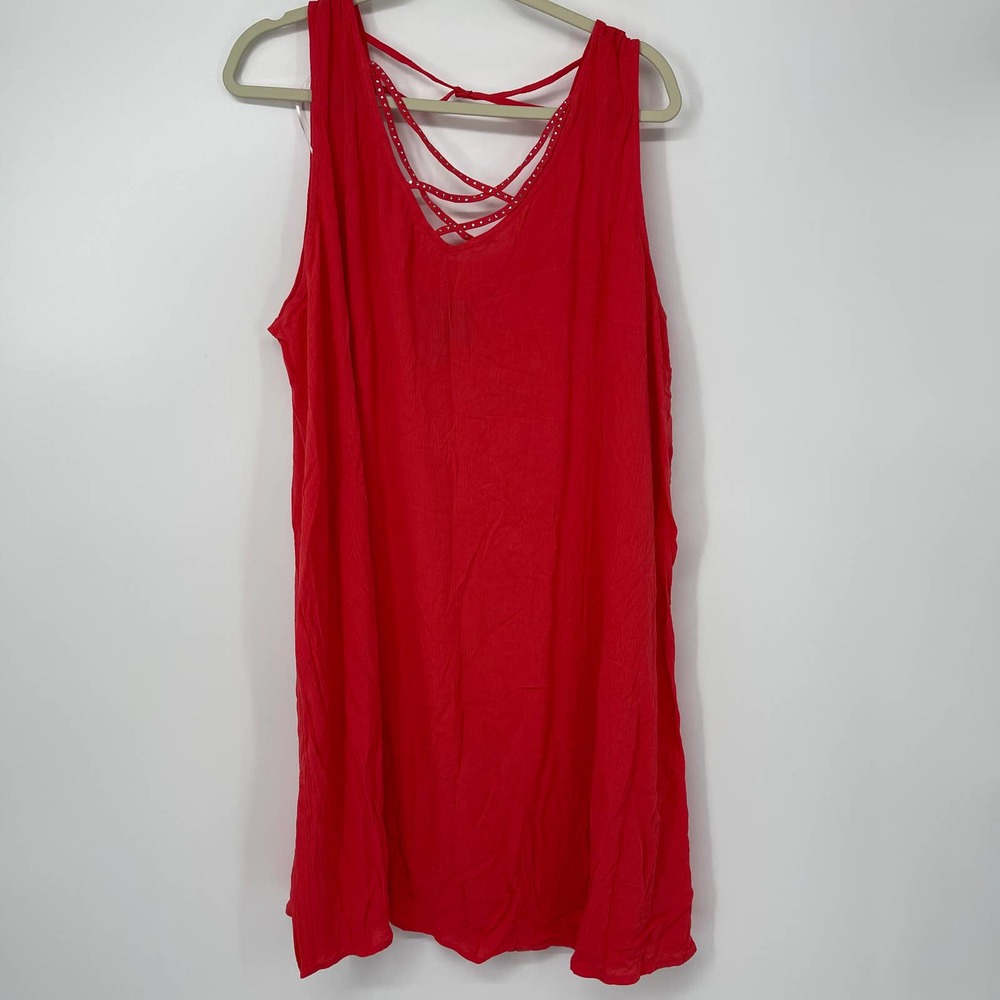 GLITTERSCAPE RED V-NECK TUNIC STYLE SLEEVELESS PULLOVER TOP SIZE 3X